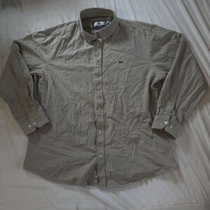 Lacoste button down shirt Men Large Gray Long Sleeve Collared Button-Down Cotton